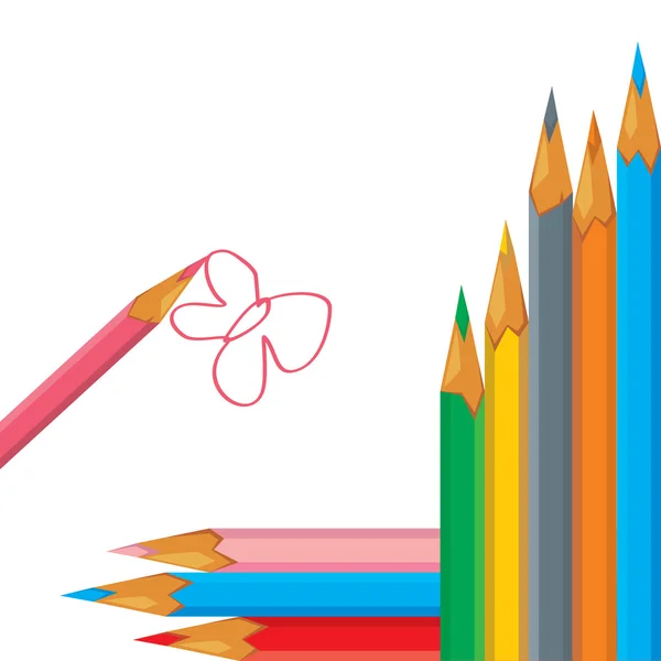 Carte avec crayons de couleur — Image vectorielle