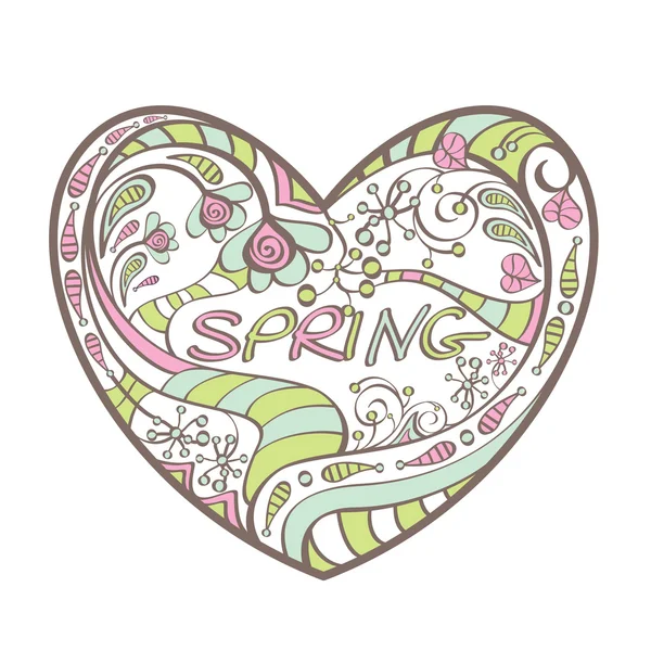 Mignon coeur de printemps — Image vectorielle