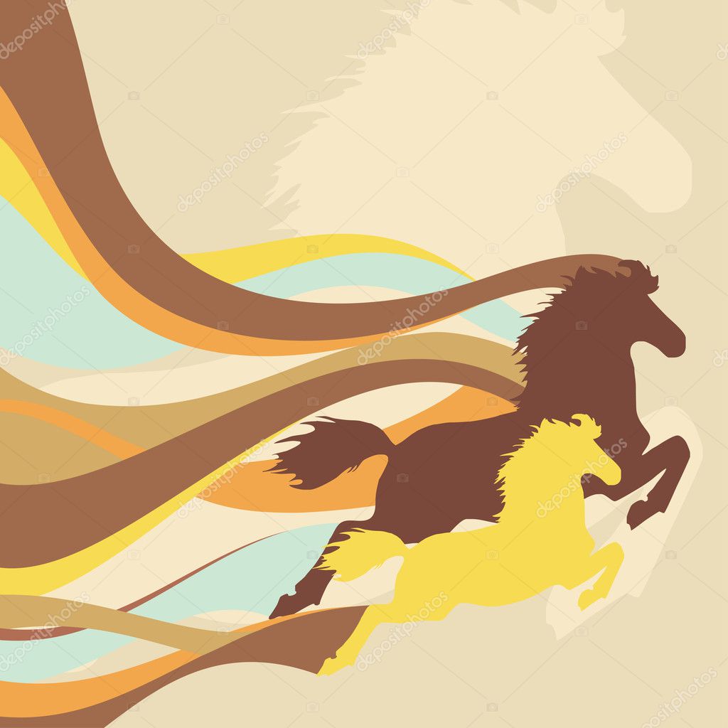 Fondo retro con caballos vector, gráfico vectorial © SelenaMay imagen