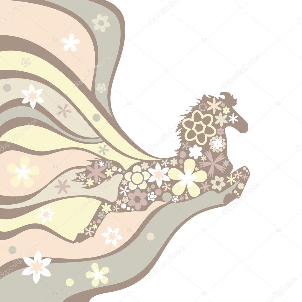 Background with floral horse