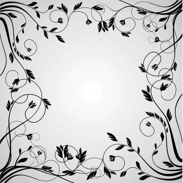 Marco rizado floral abstracto — Vector de stock