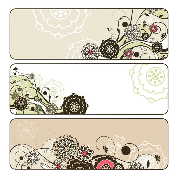Bannières florales horizontales mignonnes abstraites — Image vectorielle