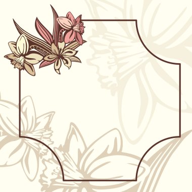 Romantic retro frame with flowers clipart