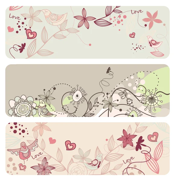 Bannières florales vectorielles mignonnes — Image vectorielle