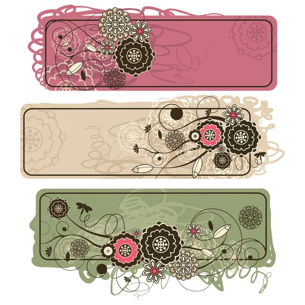 Bannières florales horizontales mignonnes abstraites — Image vectorielle