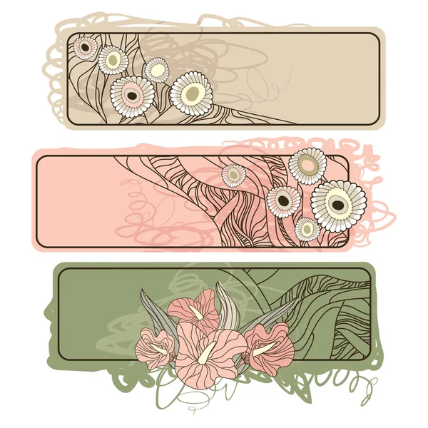 Horizontal floral banners — Stock Vector