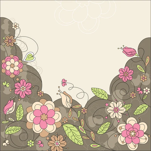 花园背景装饰蛋カード — ストックベクタ