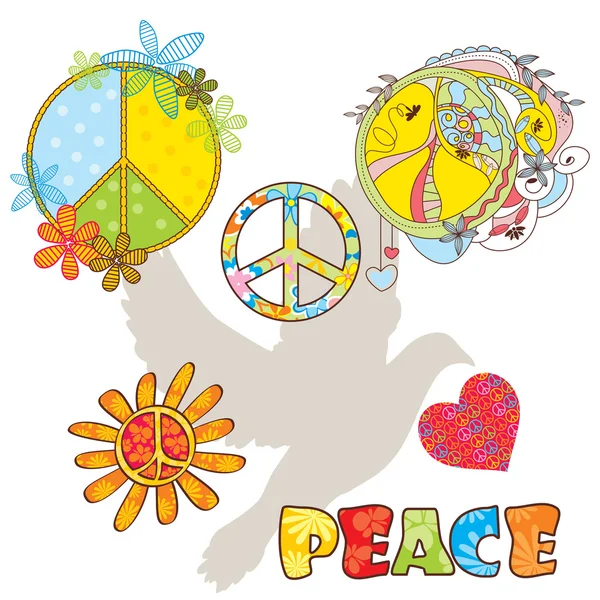 Set verschiedener Friedenssymbole — Stockvektor