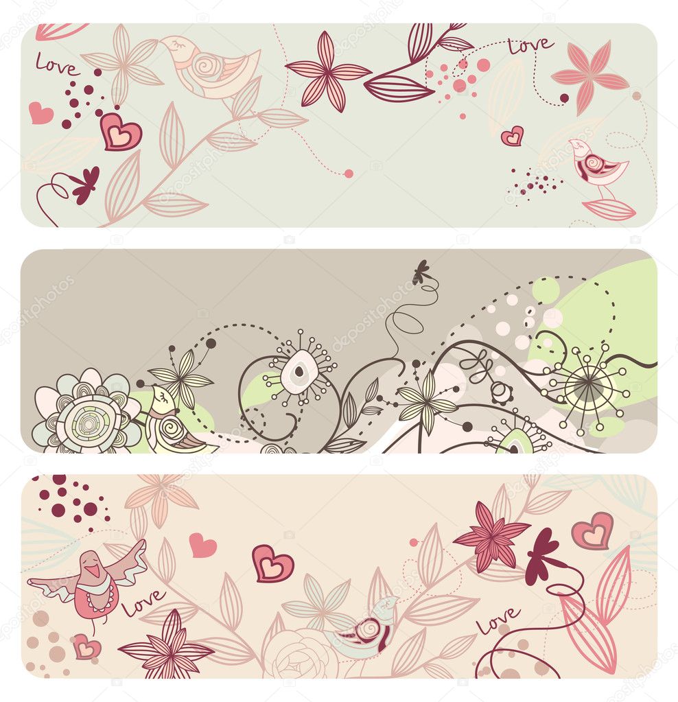 Cute vector floral banners