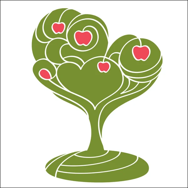 Árvore abstrata com maçãs —  Vetores de Stock