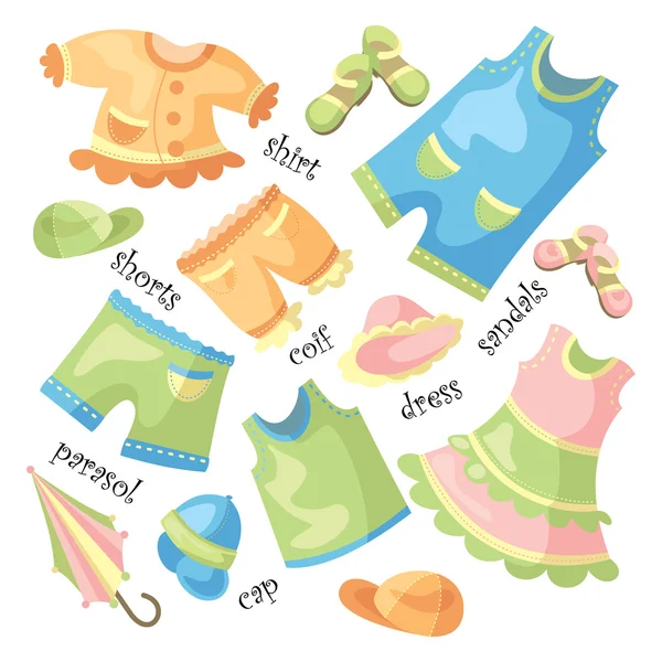 Ensemble de vêtements bébé — Image vectorielle