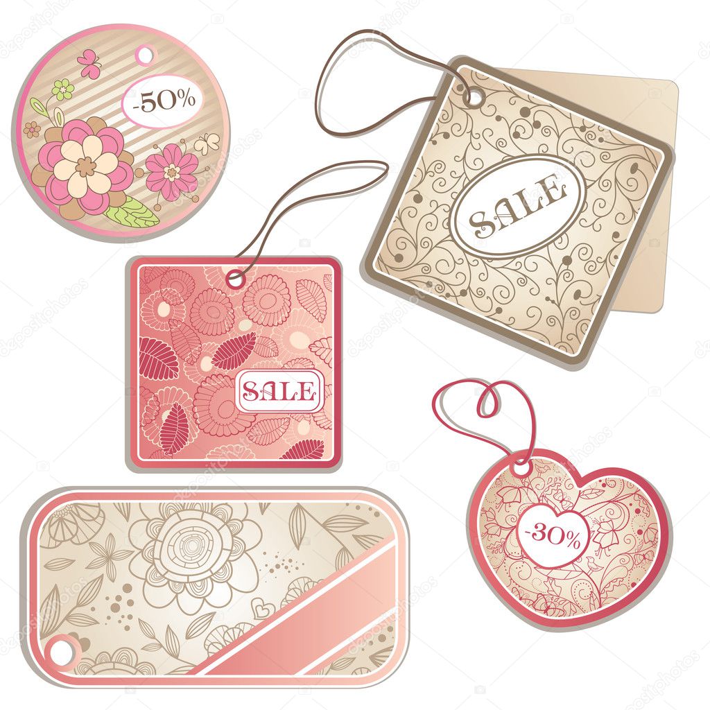 Set of different discount tags