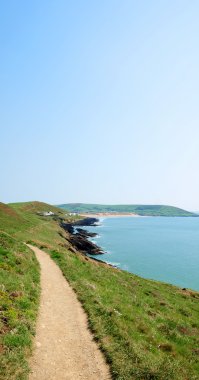 Coast pathway and clear sky North Devon clipart