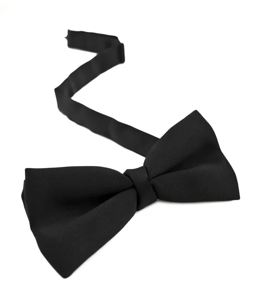 Чорна краватка з бантом ізольована на білому — стокове фото