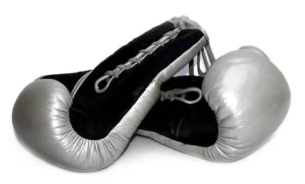 A pair of silver professional boxing glo — Stock Photo, Image