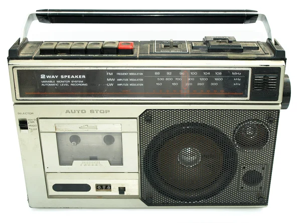 Dirty old 1980s style cassette player ra — Stock Photo, Image