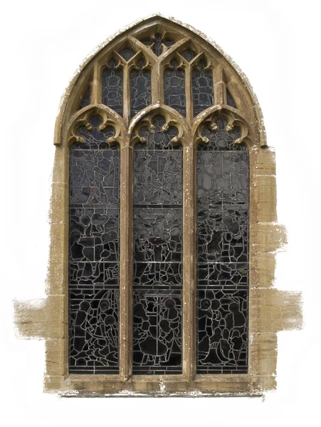 Vecchia chiesa ruvida vetrate agai — Foto Stock