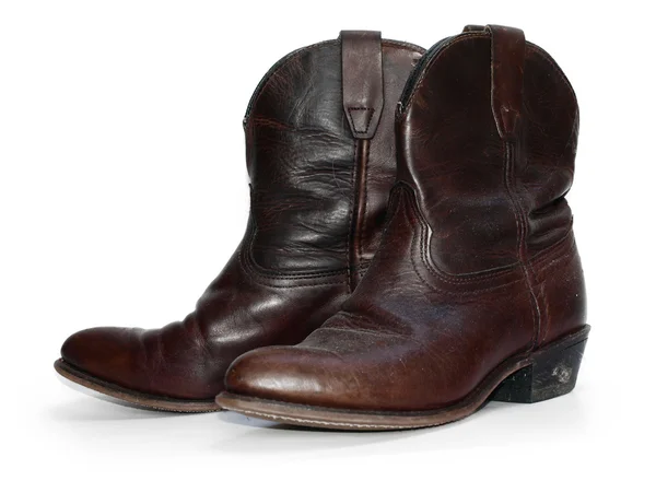Rusztikus régi bőr cowboy csizma — Stock Fotó