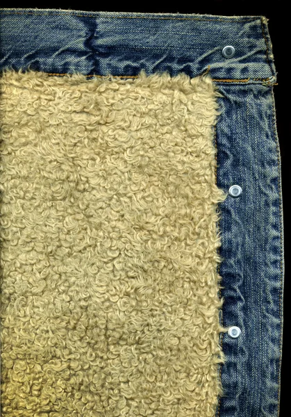 Detalhe de bolso de jaqueta de ganga com Sheep Sk — Fotografia de Stock