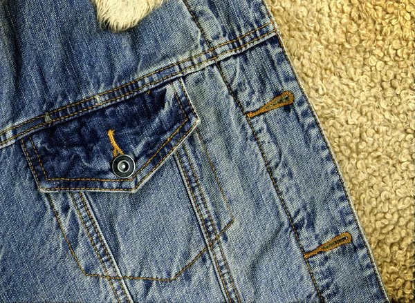 Jeansjacke Tasche Detail mit Schaf sk — Stockfoto
