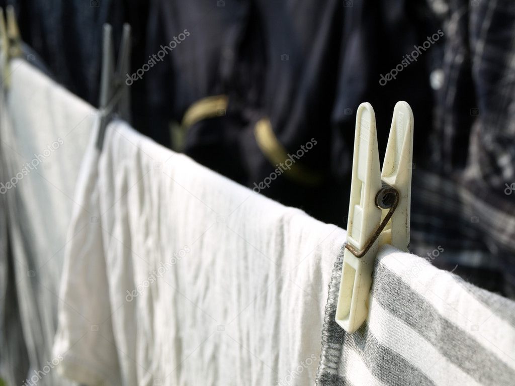 Hung out to dry clothes peg detail