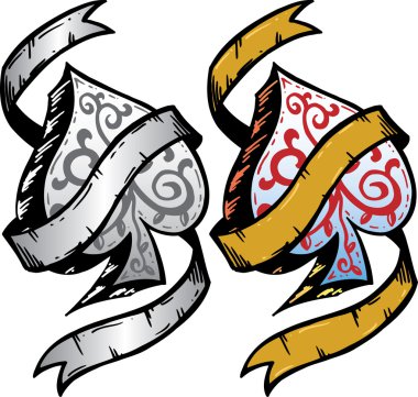 Ace of Spades tattoo style vector illust clipart