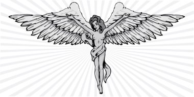 Female angel in a crucifix pose vector i clipart