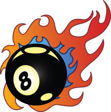 Flaming Eightball vector illustration clipart