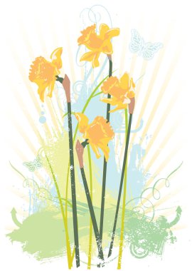 Spring floral grunge vector illustration clipart