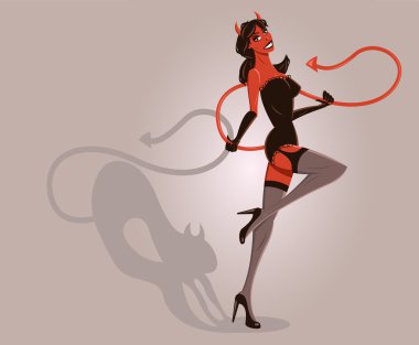 Devil Woman Halloween Pin-up illustratio clipart