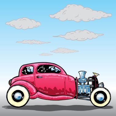 Retro style Hotrod car illustration clipart