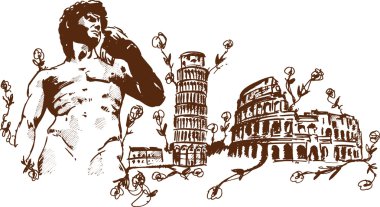 Italian Landmarks illustration including clipart