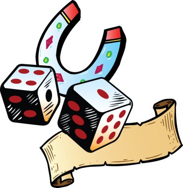 Lucky dice with horseshoe tattoo style i clipart