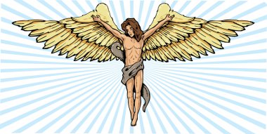 Male angel in a crucifix pose vector ill clipart