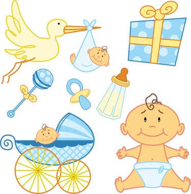 Cute New born baby graphic elements. clipart