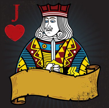 Jack of Hearts with banner tattoo style clipart
