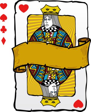 Playing card style queen illustration clipart