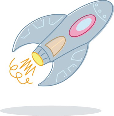 Retro style toy rocket illustration clipart