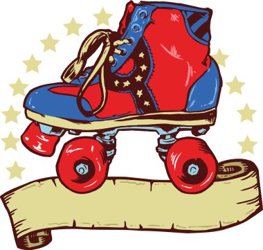 Disco Rollerboot Banner Illustration clipart