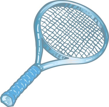 Silver tennis racket illustration