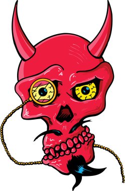 Devil skull with horns and glass eye pie clipart