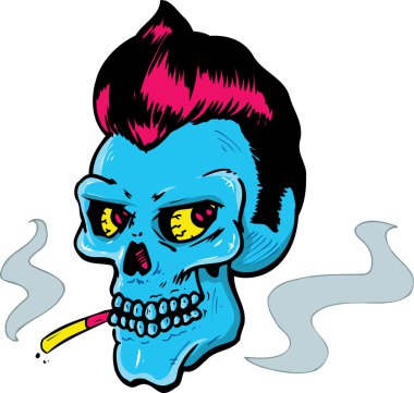 Rock and Roll style skull vector illustr clipart