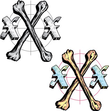 Tattoo style letter X with relevant symb clipart