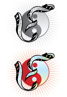 Tattoo style letter Y with relevant symb clipart