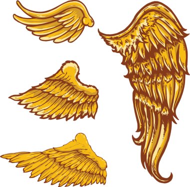 Tattoo style vector wings illustrations clipart