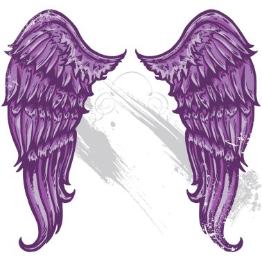 Hand drawn tattoo style wings converted clipart