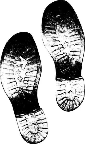 脏旧靴子的脚指纹矢量脱胎 — 图库矢量图片