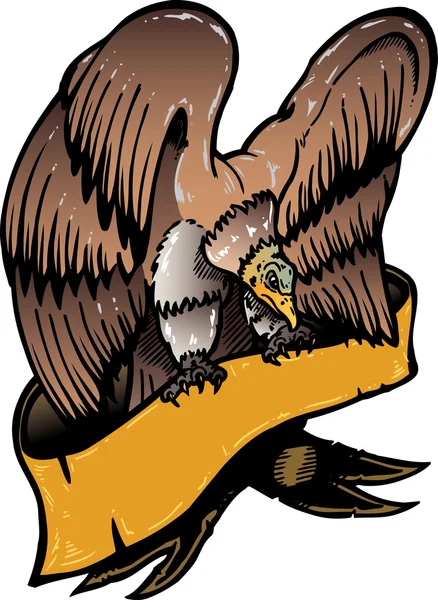 American eagle met banner vector illust — Stockvector