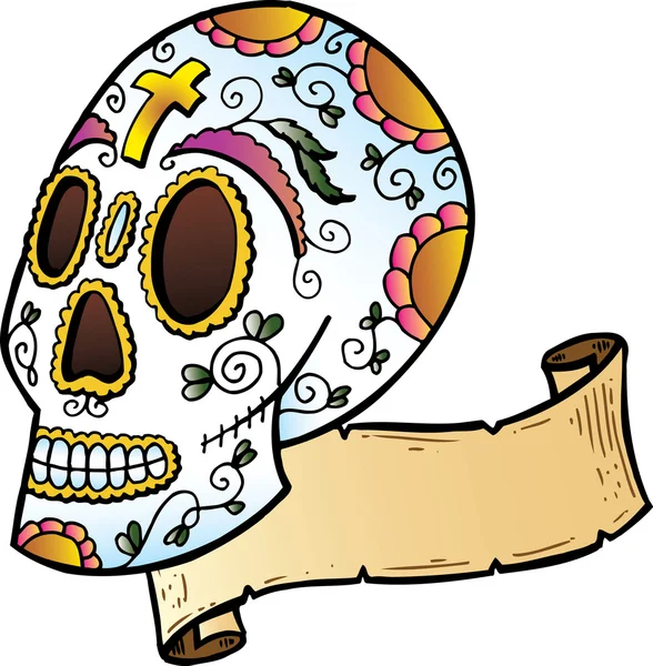 Illustrazione di stile del tatuaggio del cranio del festival — Vettoriale Stock