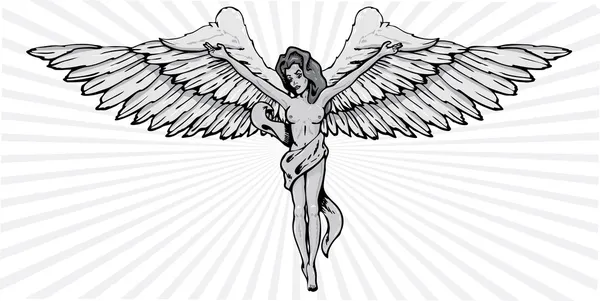 Жіночий ангел у позі розп'яття вектор — стоковий вектор